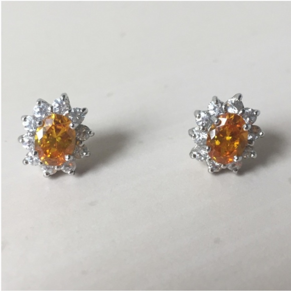 White Gold and Citrine Earrings